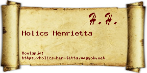 Holics Henrietta névjegykártya